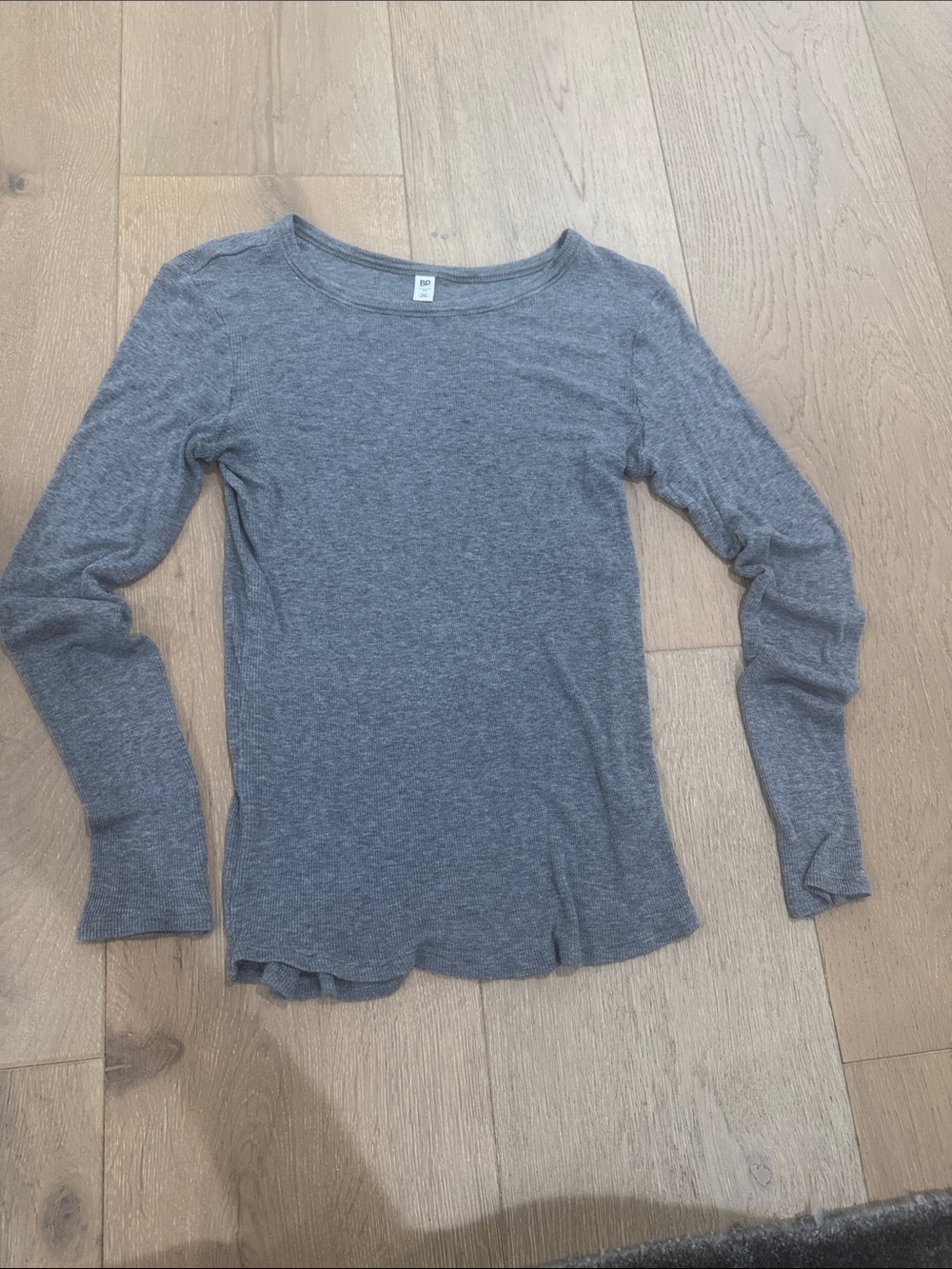Nordstrom Gray Long Sleeve Scoop Neck Tee